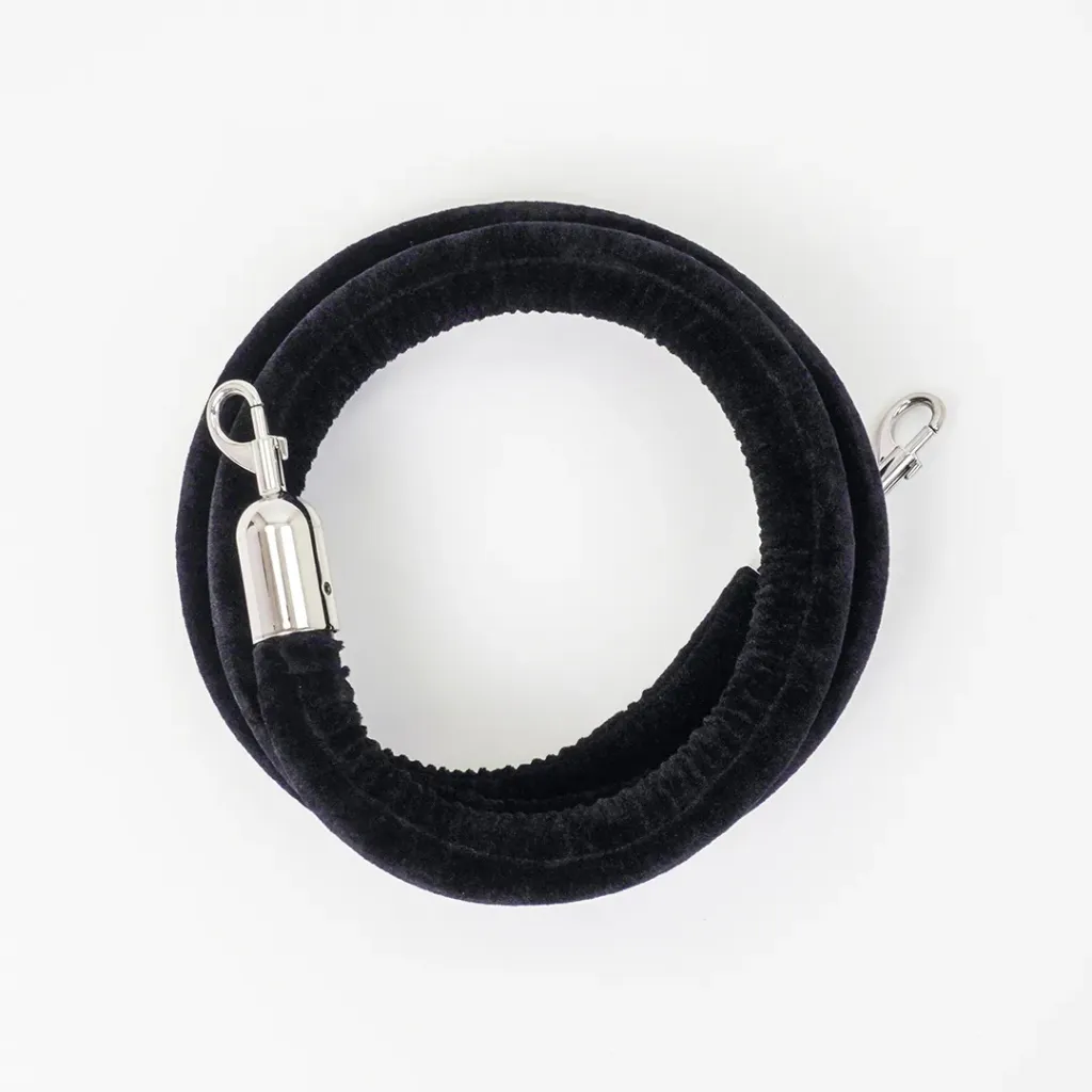 Cordon velours tressé 2m mousquetons chromés — corde prestige compatible tous poteaux