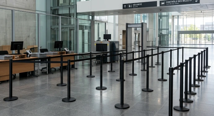 douane aéroport et potelets noirs