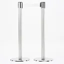 Poteaux de guidage acier brossé avec sangle blanche professionnel TELNALINE