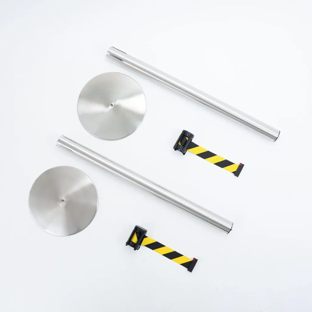 Poteau de guidage acier brossé inoxydable avec sangle rétractable professionnel TELNALINE