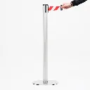 Poteau de guidage acier brossé avec sangle blanc rouge rétractable pour balisage professionnel TELNALINE