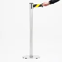 Poteau de guidage acier brossé avec sangle jaune noir sécurité rétractable professionnel TELNALINE