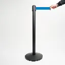 Poteau de guidage noir mat avec sangle bleue et base conique professionnelle TELNALINE