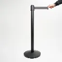 Poteau de guidage noir mat avec sangle grise et base conique professionnelle TELNALINE