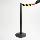 Poteau de guidage noir mat avec sangle jaune noir et base conique professionnelle TELNALINE