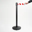 Poteau de guidage noir mat avec sangle blanc rouge et base conique professionnelle TELNALINE