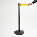 Poteau de guidage noir mat avec sangle jaune et base conique professionnelle TELNALINE