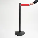 Poteau de guidage noir mat avec sangle rouge et base conique professionnelle TELNALINE