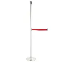 Poteau de guidage XL 220 cm acier brossé avec sangle rouge et base conique TELNALINE
