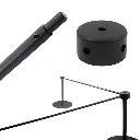 Détail de montage adaptateur noir mat avec poteau de délimitation TELNALINE et corde élastique Ø5 mm poteau-guidage-noir-mat-cordon-bleu-mise-en-situation-telnaline.webpPoteaux de guidage noir mat avec cordon bleu en mise en situation professionnelle TELNALINE