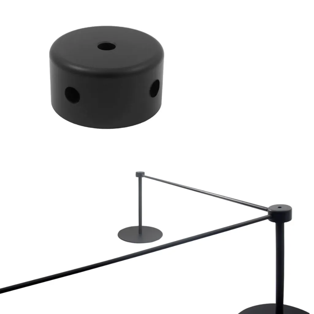 Configuration angle 90 degrés avec corde élastique et potelet professionnel noir mat TELNALINE