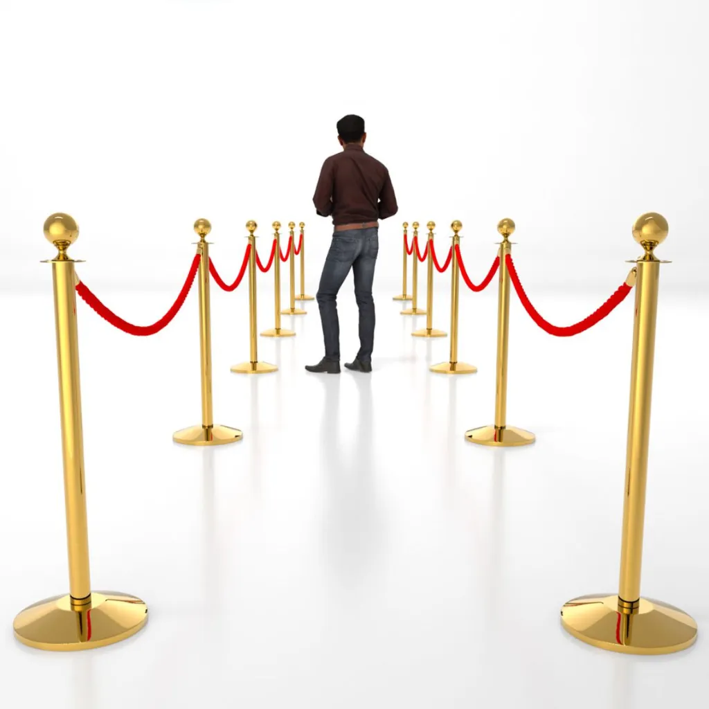 Poteaux de guidage à cordon or pour événement professionnel TELNALINE