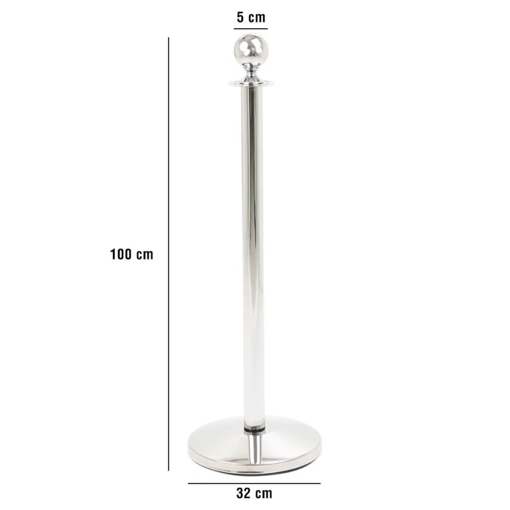 Poteau guidage corde chrome dimensions TELNALINE