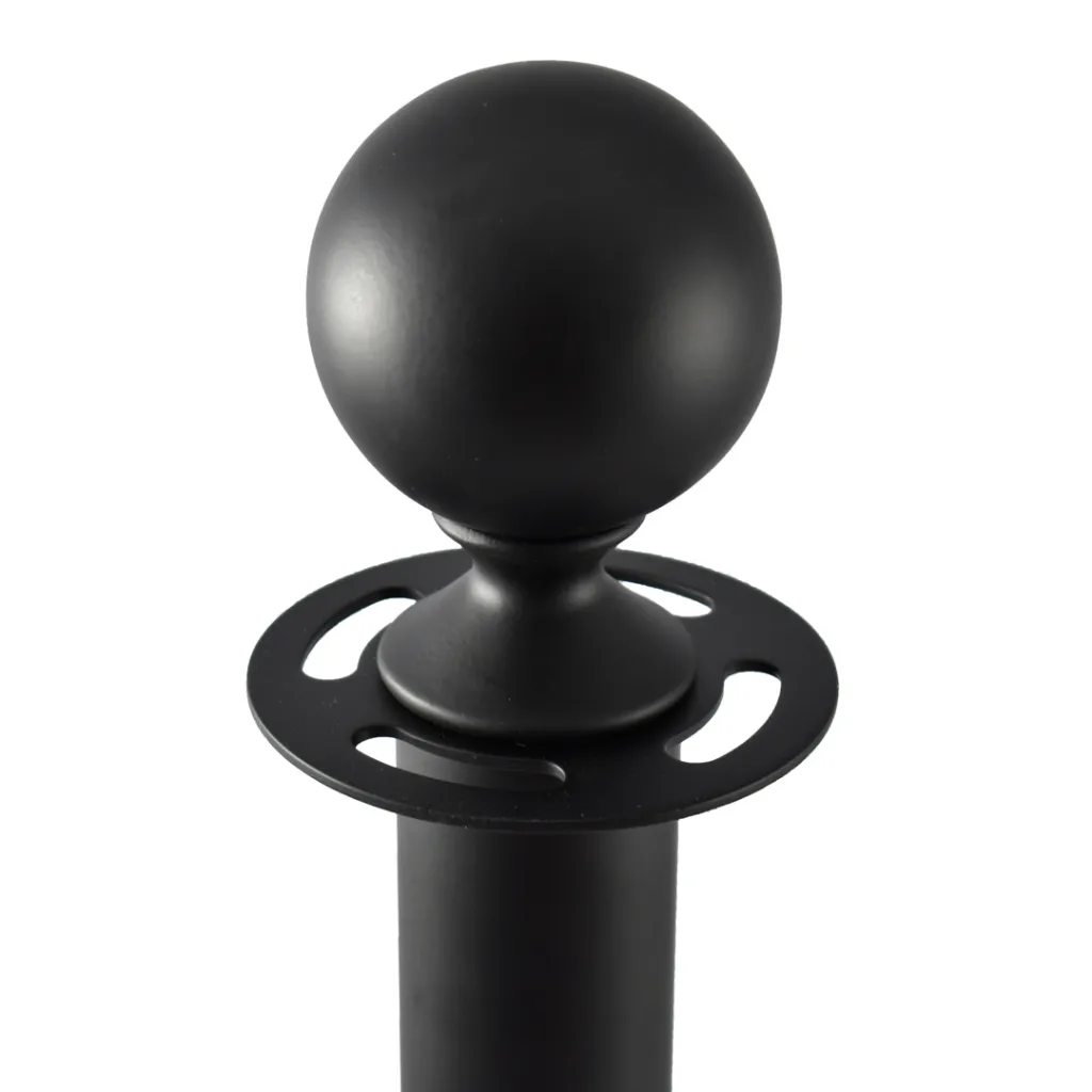 Détail tête boule poteau de guidage noir mat professionnel TELNALINE