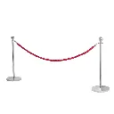 Cordon tressé rouge pour délimitation d’espace avec poteaux de guidage chrome TELNALINE