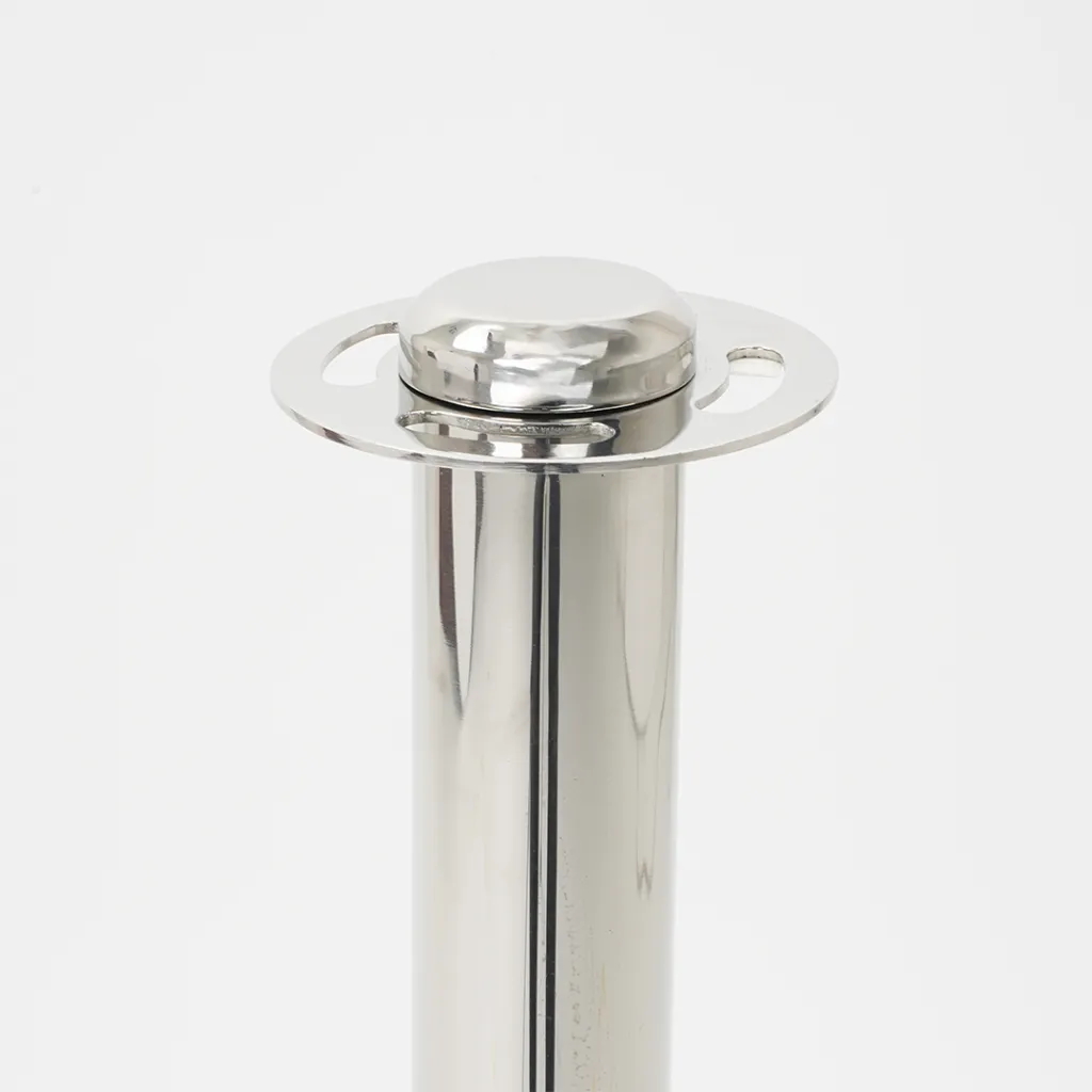 Tête de poteau de guidage chrome avec anneaux pour cordon de délimitation TELNALINE