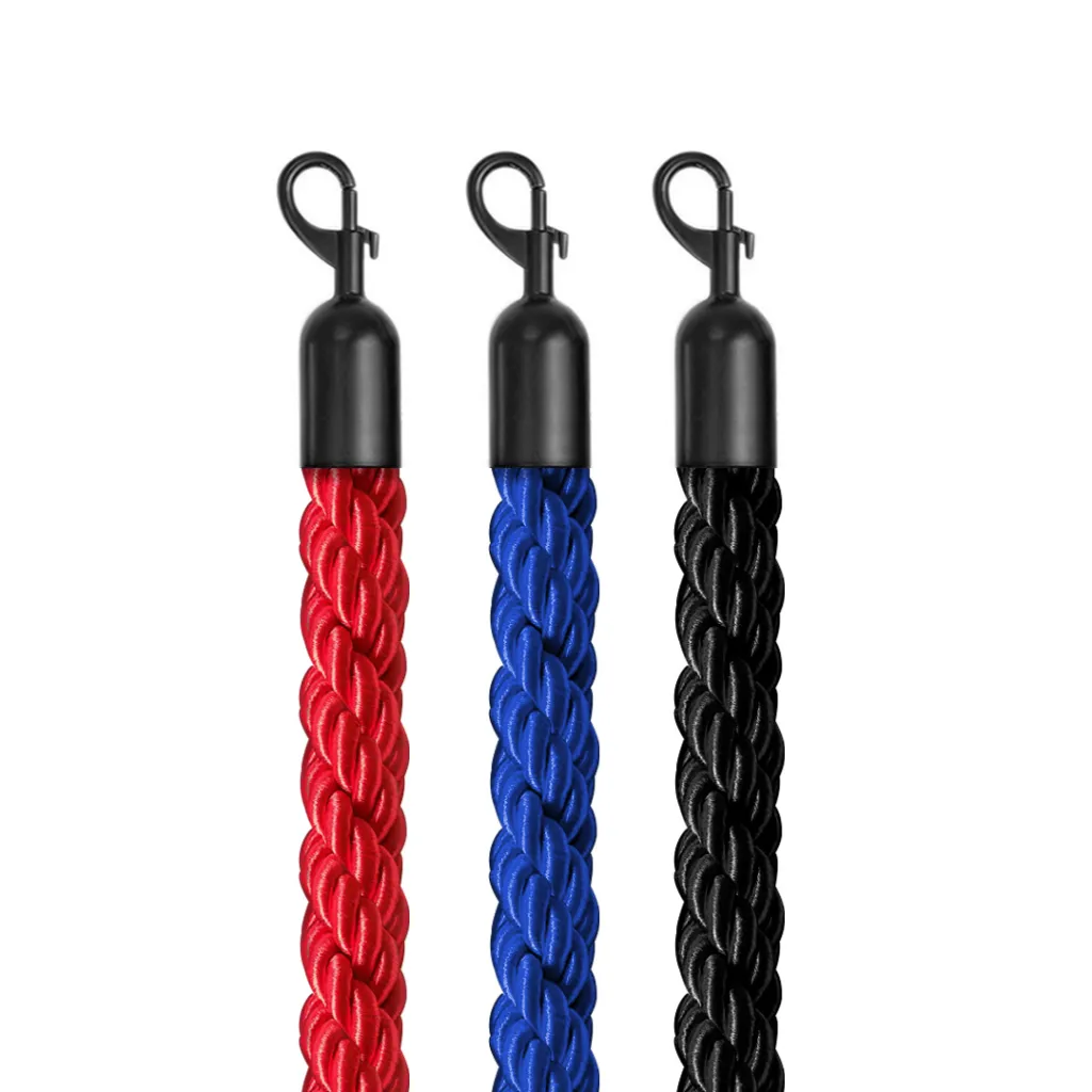 Poteaux de guidage noir mat avec cordon bleu en mise en situation professionnelle TELNALINE