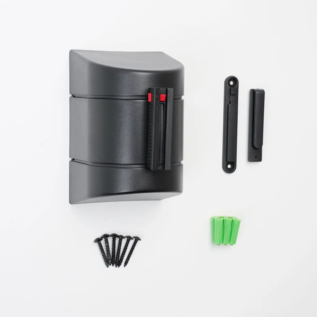 Kit enrouleur mural fix noir avec vis et chevilles TELNALINE