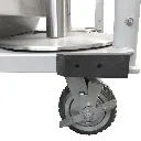 Détail roue avec système de frein du chariot de transport pour poteaux de guidage TELNALINE®