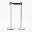 Paire de poteaux de guidage acier brossé sangle noire file d'attente professionnelle TELNALINE