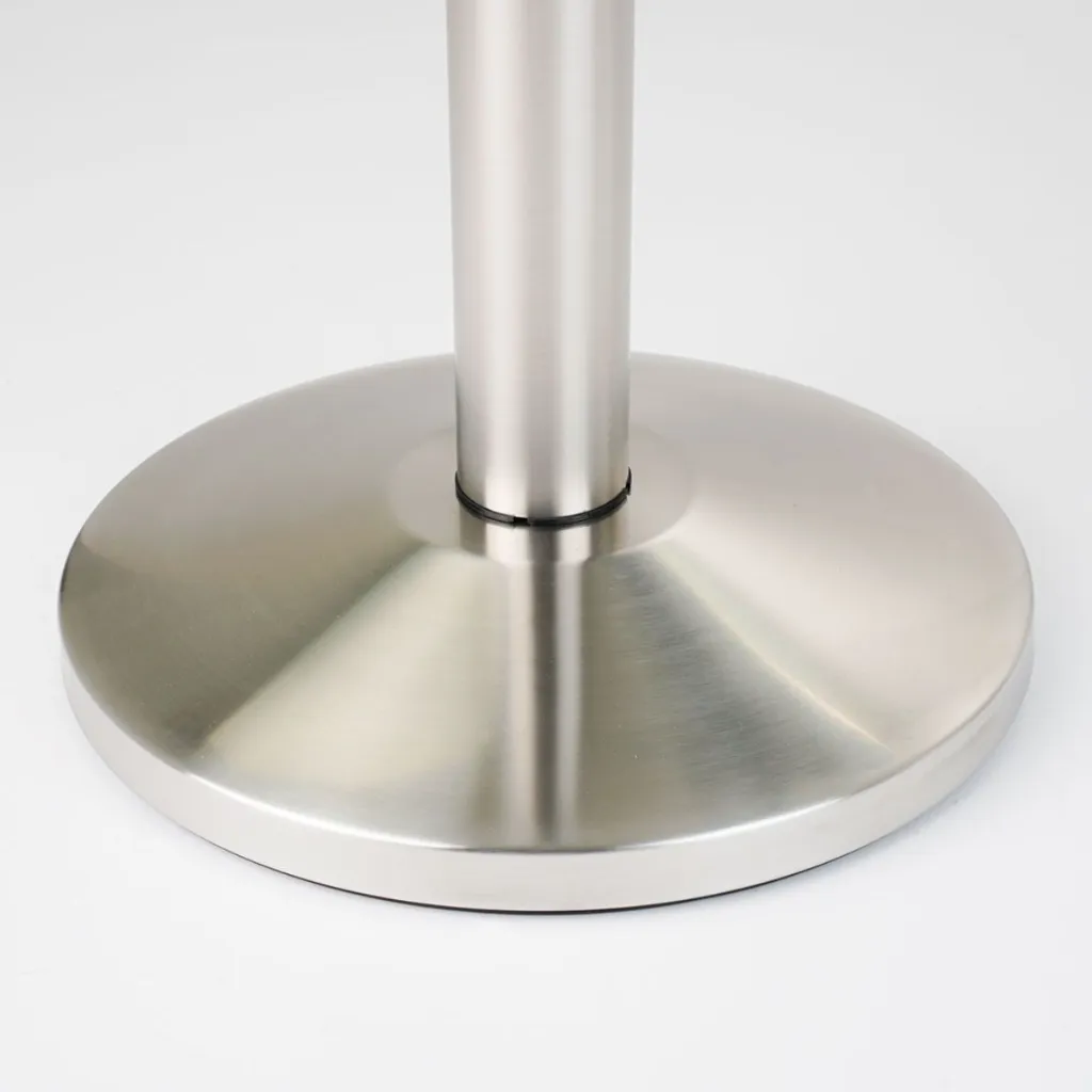 Détail base ronde lestée acier brossé pour poteau de guidage professionnel | TELNALINE®