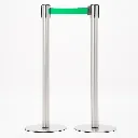 Poteaux de guidage acier brossé avec sangle verte vue ensemble professionnel TELNALINE