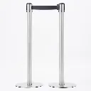 Poteaux de guidage acier brossé avec sangle noire vue ensemble professionnel TELNALINE