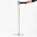 Poteau de guidage à sangle 3m acier poli – Base plate renforcée 15kg