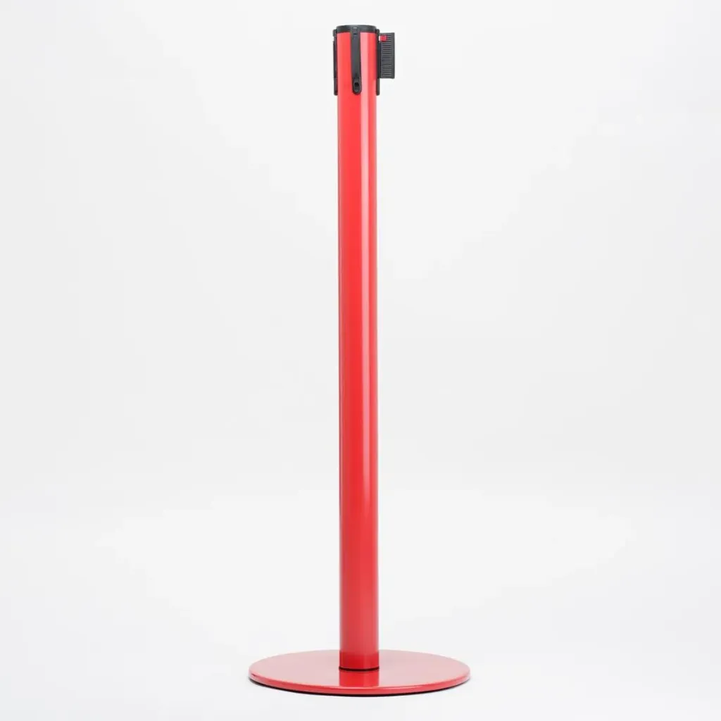 [TLN003] Poteau de guidage à sangle 3 m – Base plate Ø 35 cm (Rouge)