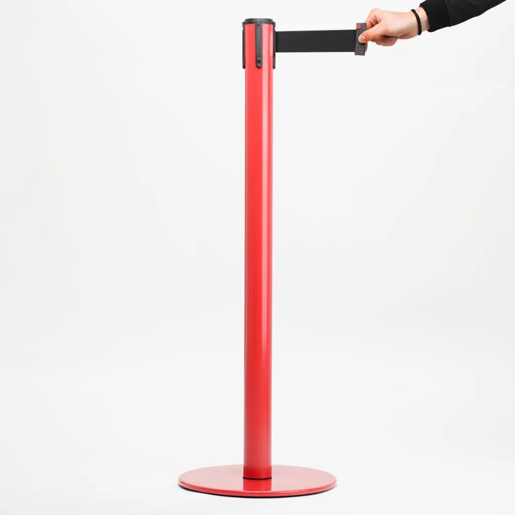 [TLN003KG] Poteau de guidage à sangle 3 m – Base plate 15 kg – Finition colorée (Rouge)