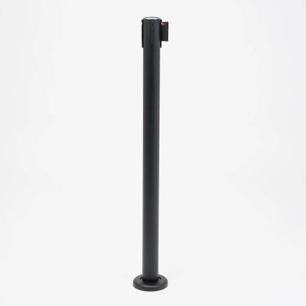 [TLNSTOP93-N] Poteau de guidage sangle 3m – Noir mat base à fixer au sol