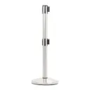 Poteau de guidage double sangle 2 × 3 m – Acier brossé – Base conique Ø 36 cm