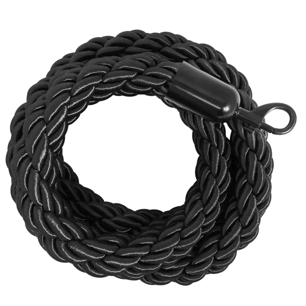 [TLNSTOP47-N] Cordon tressé 2m – Mousquetons noirs mat (Noir)