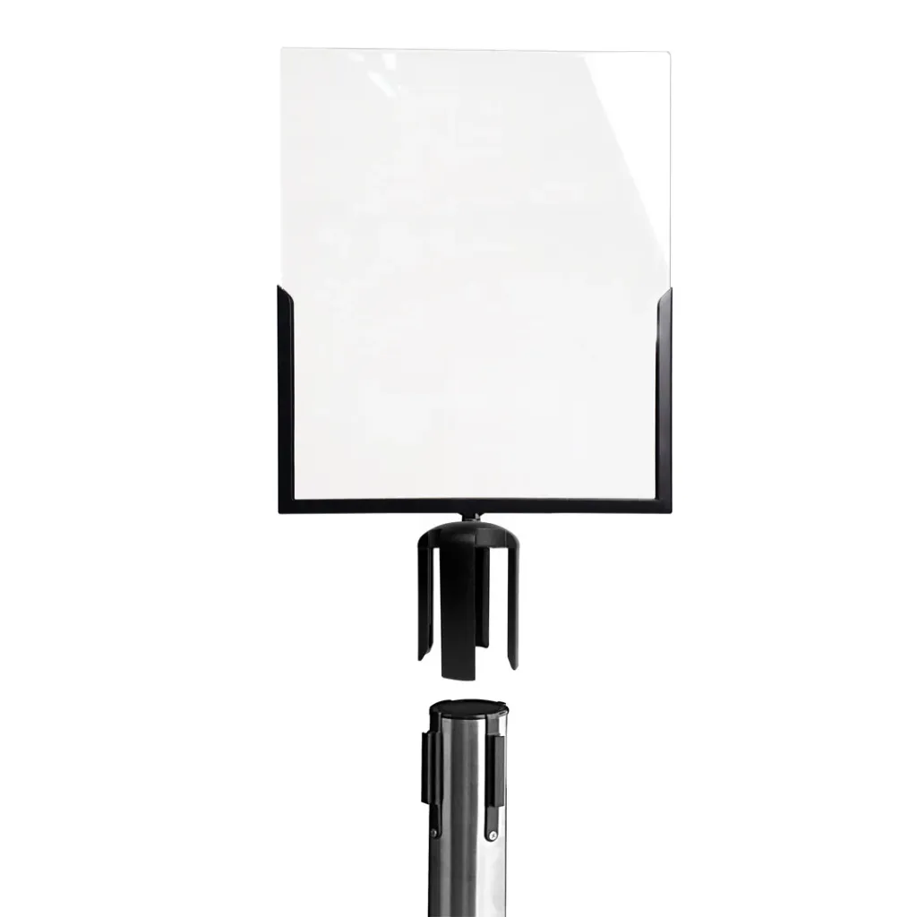 [TLNSTOP53] Porte-affiche A4 horizontal pour poteau de guidage à sangle – Noir