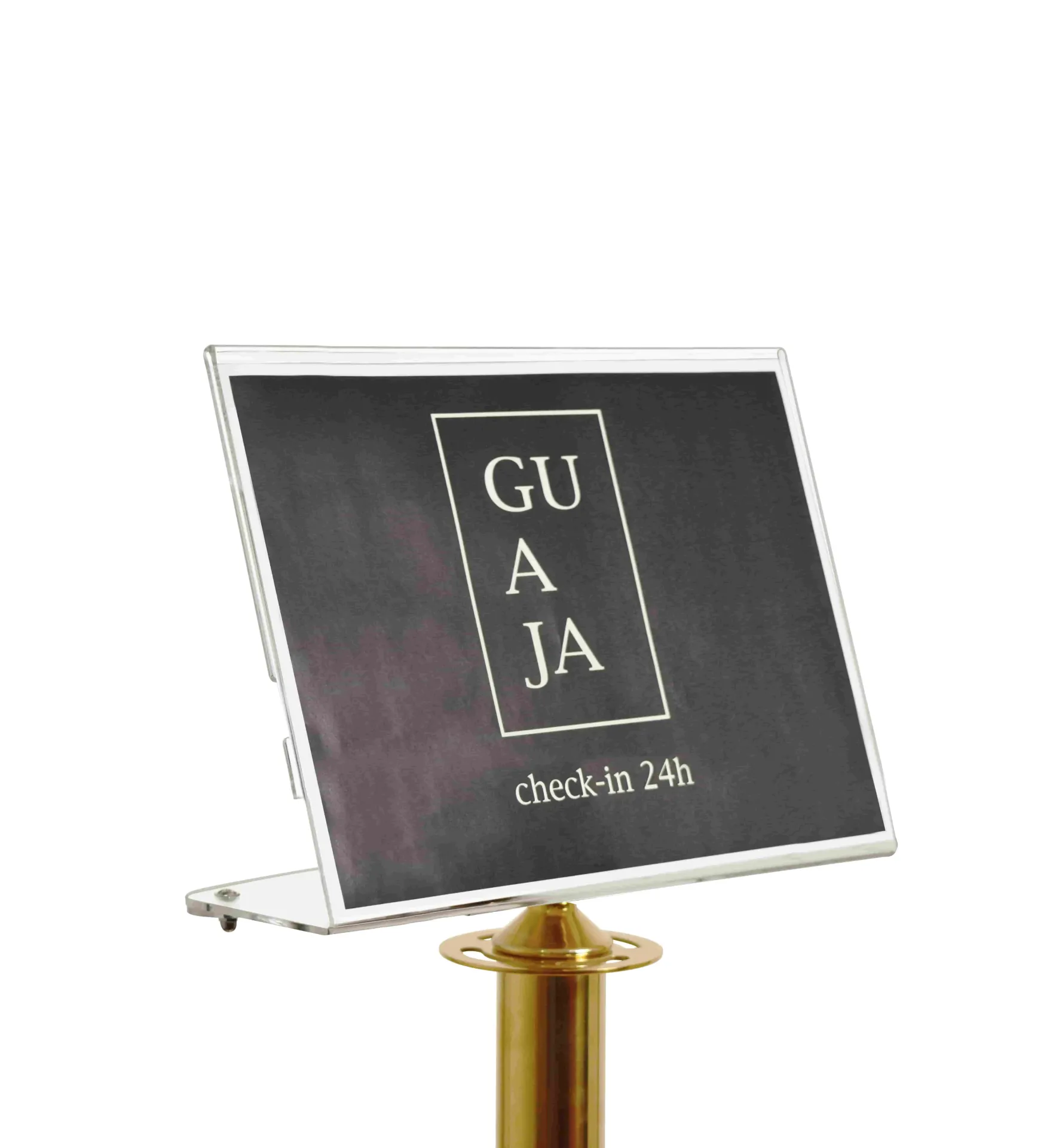 [TLNSTOP45-H] Porte-affiche A4 horizontal pour poteau de guidage à corde