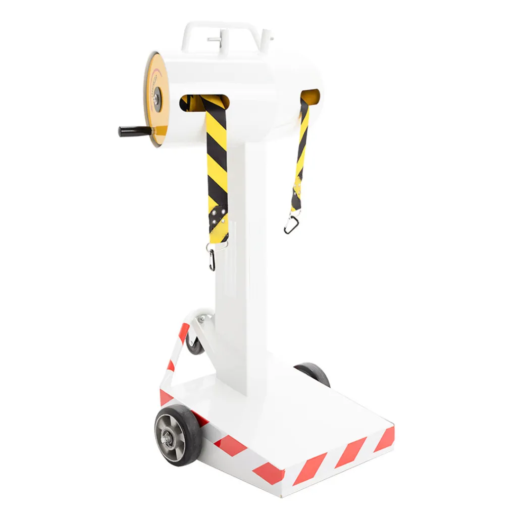[TLNSTOPCAR2-43-GN] Chariot de balisage à double ruban 28 m – Jaune et noir – Aéroports et grandes surfaces